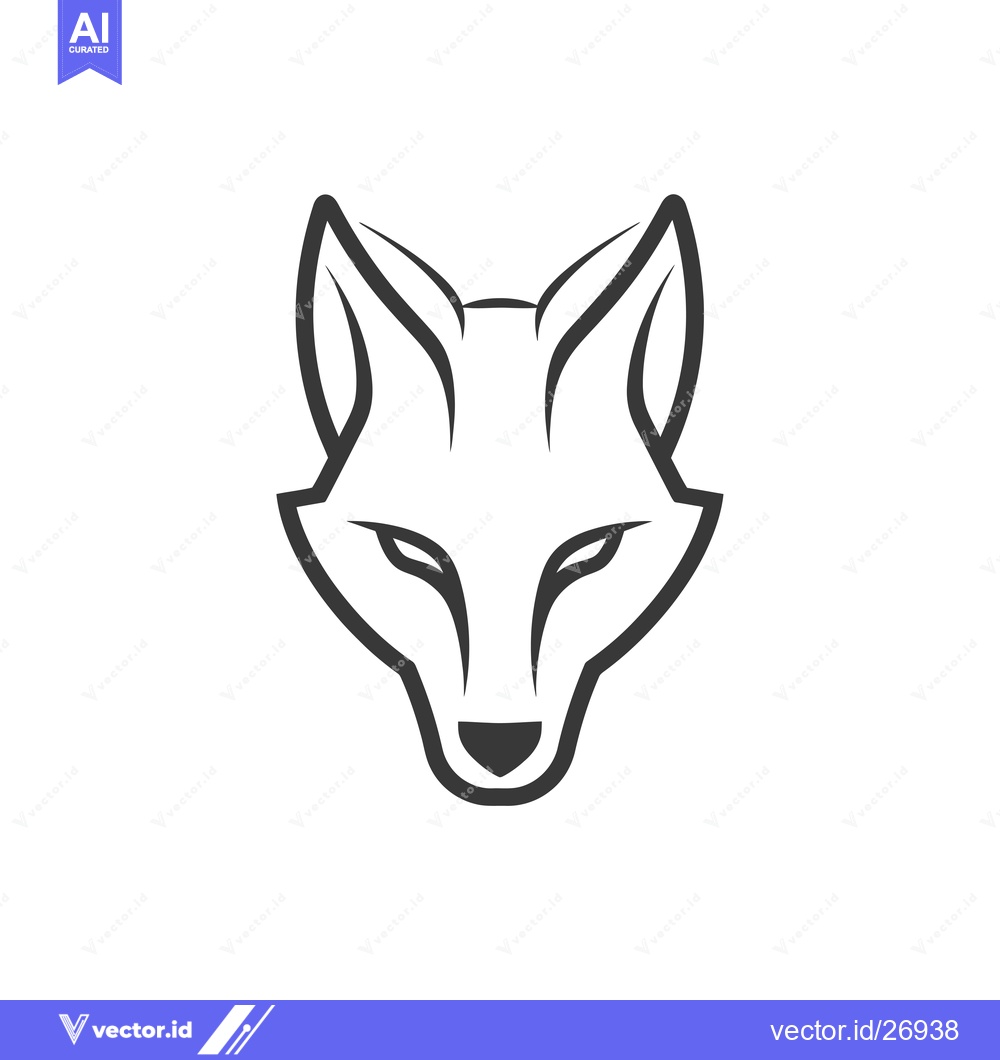 Premium Vector of Black and White Stylized Wolf Head Icon