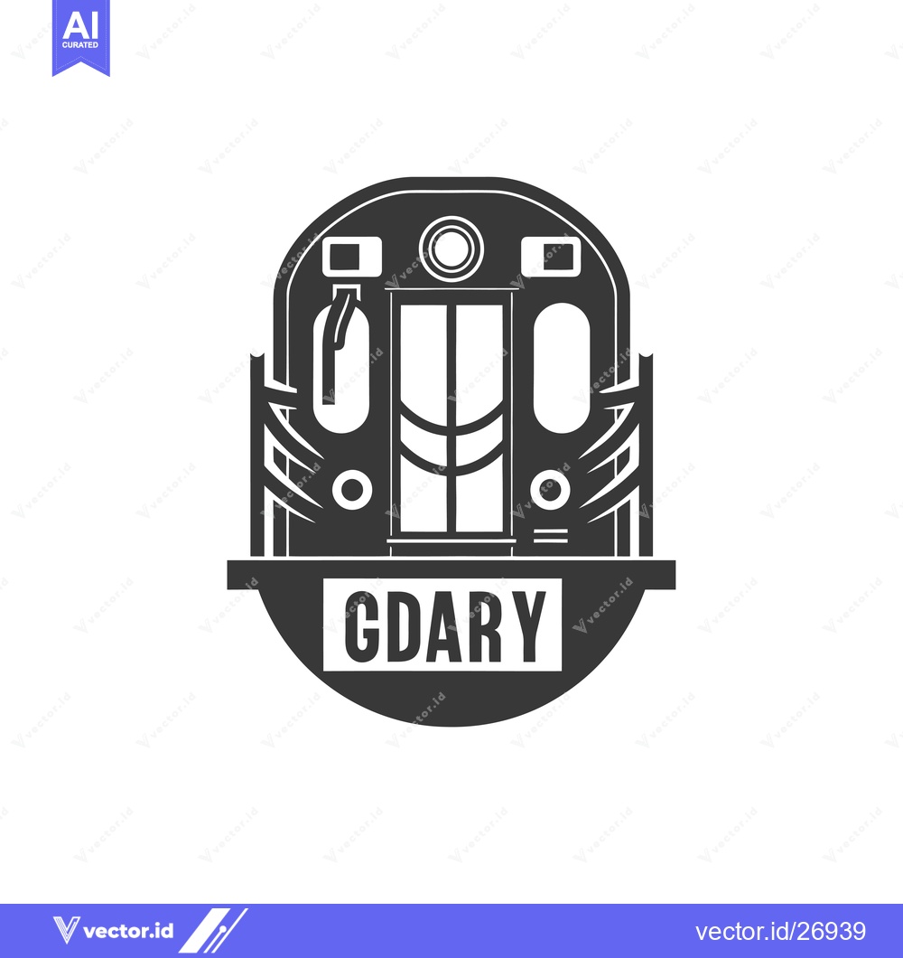 Premium Vector of Black and White Subway Car Icon with "GDARY" Text Below