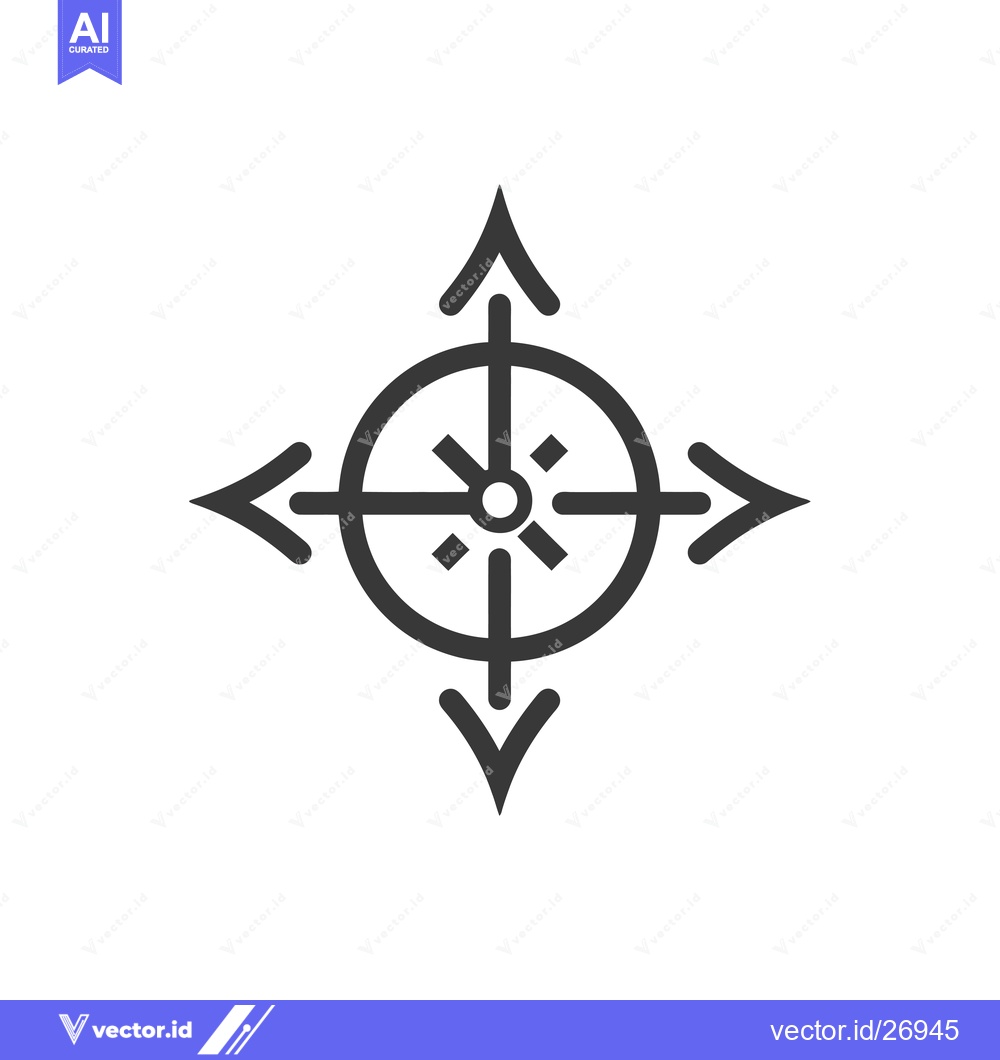 Premium Vector of Black and White Target with Four Arrows Pointing Inwards