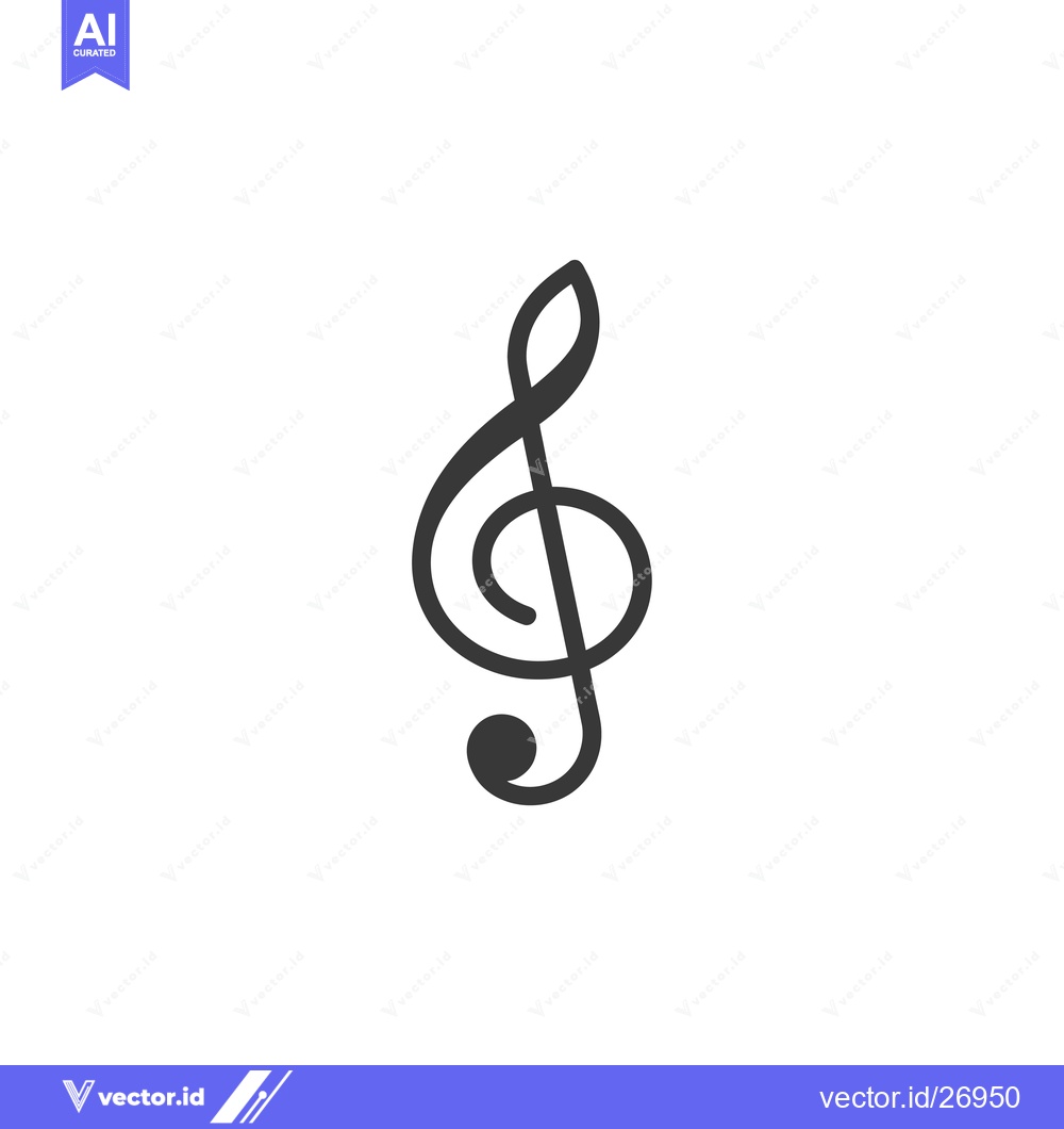 Premium Vector dari Black and White Treble Clef Icon