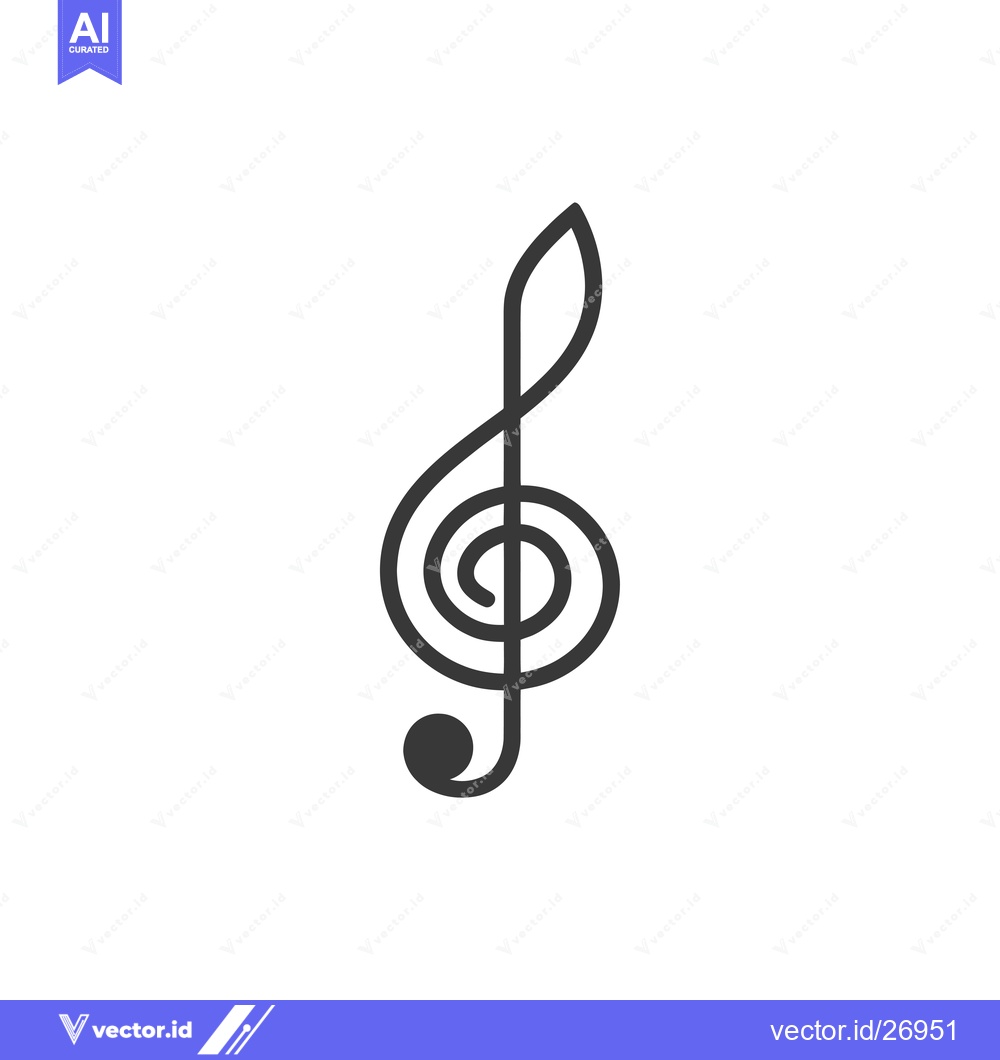 Premium Vector of Black and White Treble Clef Icon