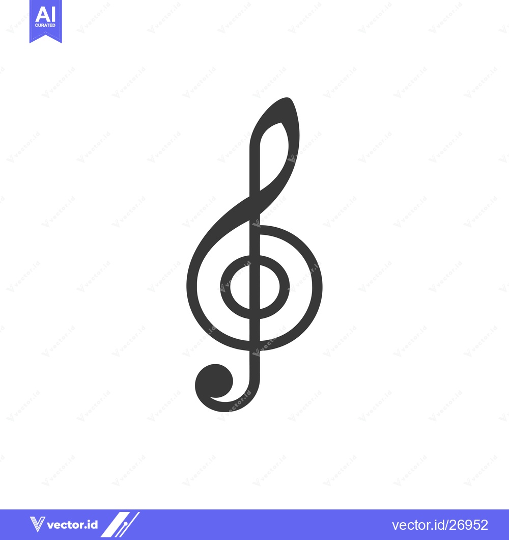 Premium Vector dari Black and White Treble Clef Music Symbol