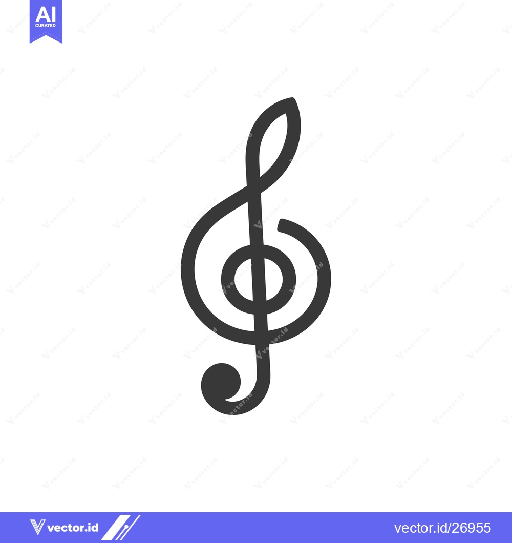Premium Vector dari Black and White Treble Clef Symbol