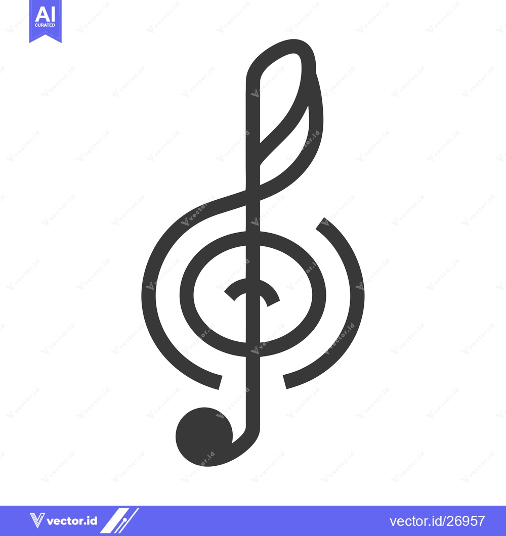 Premium Vector of Black and White Treble Clef Symbol