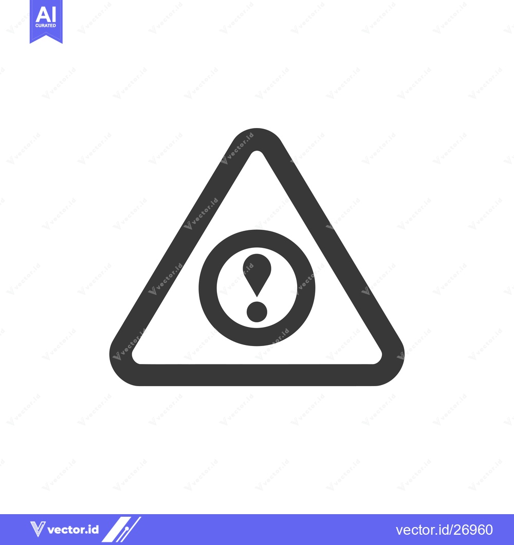 Premium Vector of Black and White Triangle Warning Symbol with Exclamation Point