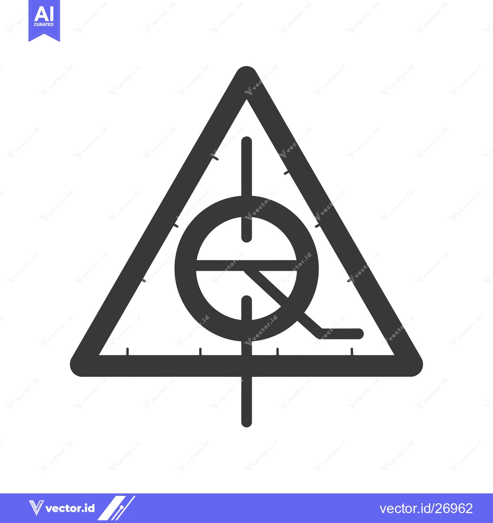 Premium Vector of Black and white triangular symbol with a circle inside