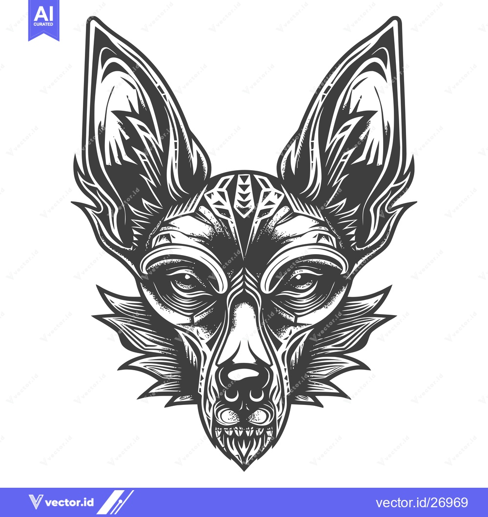Premium Vector of Black and White Tribal Design of an Animal's Head