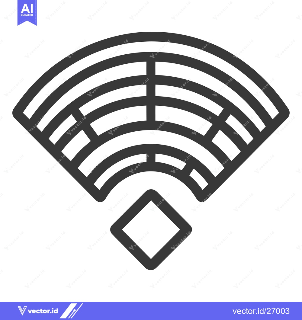 Premium Vector dari Black and White Wireless Signal Icon with Diamond