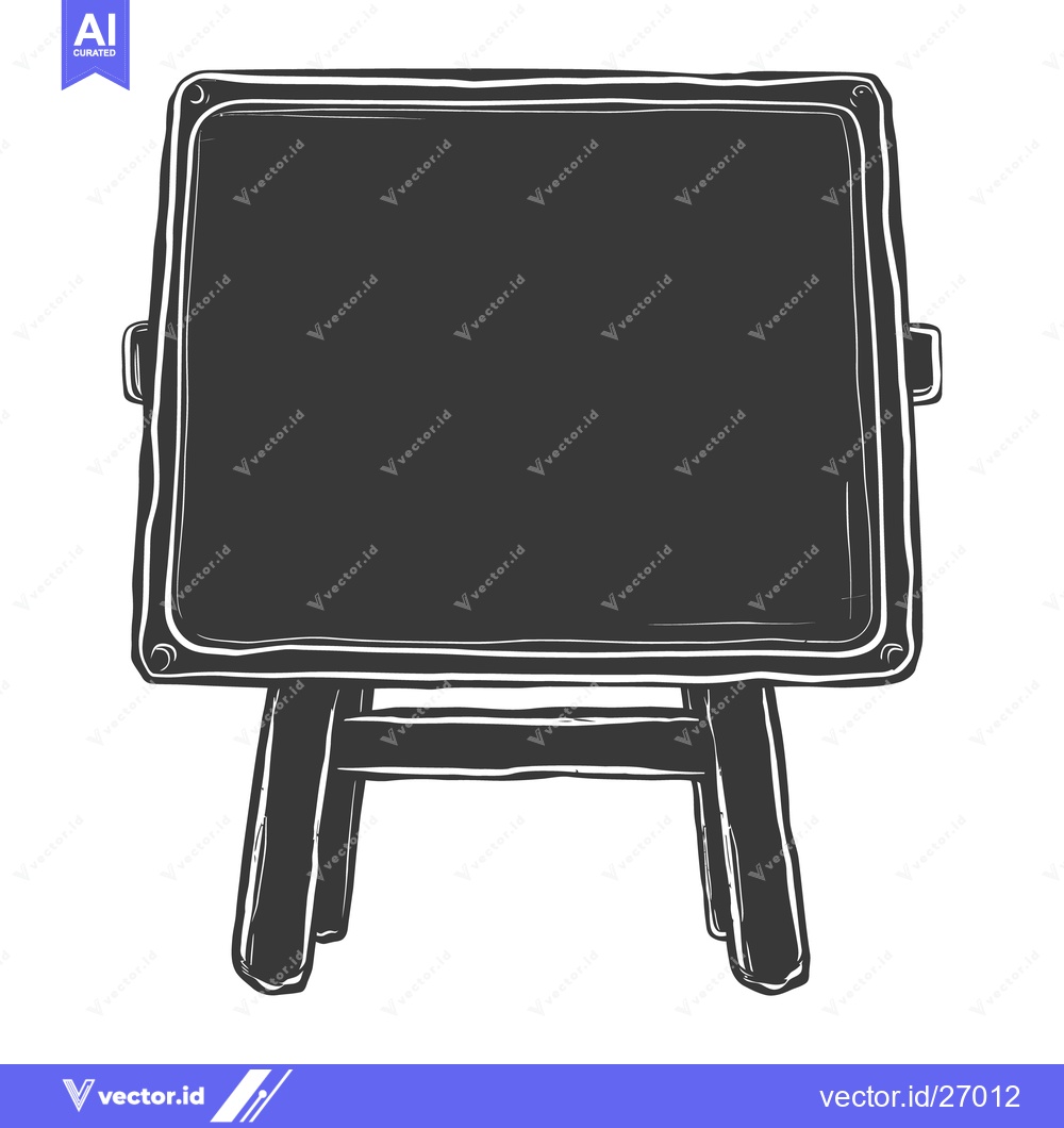 Premium Vector dari A black chalkboard displayed on a wooden easel stand design