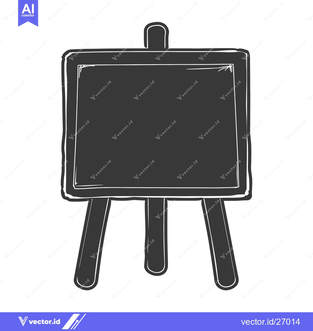 Premium Vector dari A simple black easel with a dark square display surface