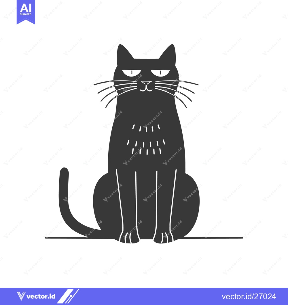 Premium Vector of A stylized illustration of a black cat sitting upright