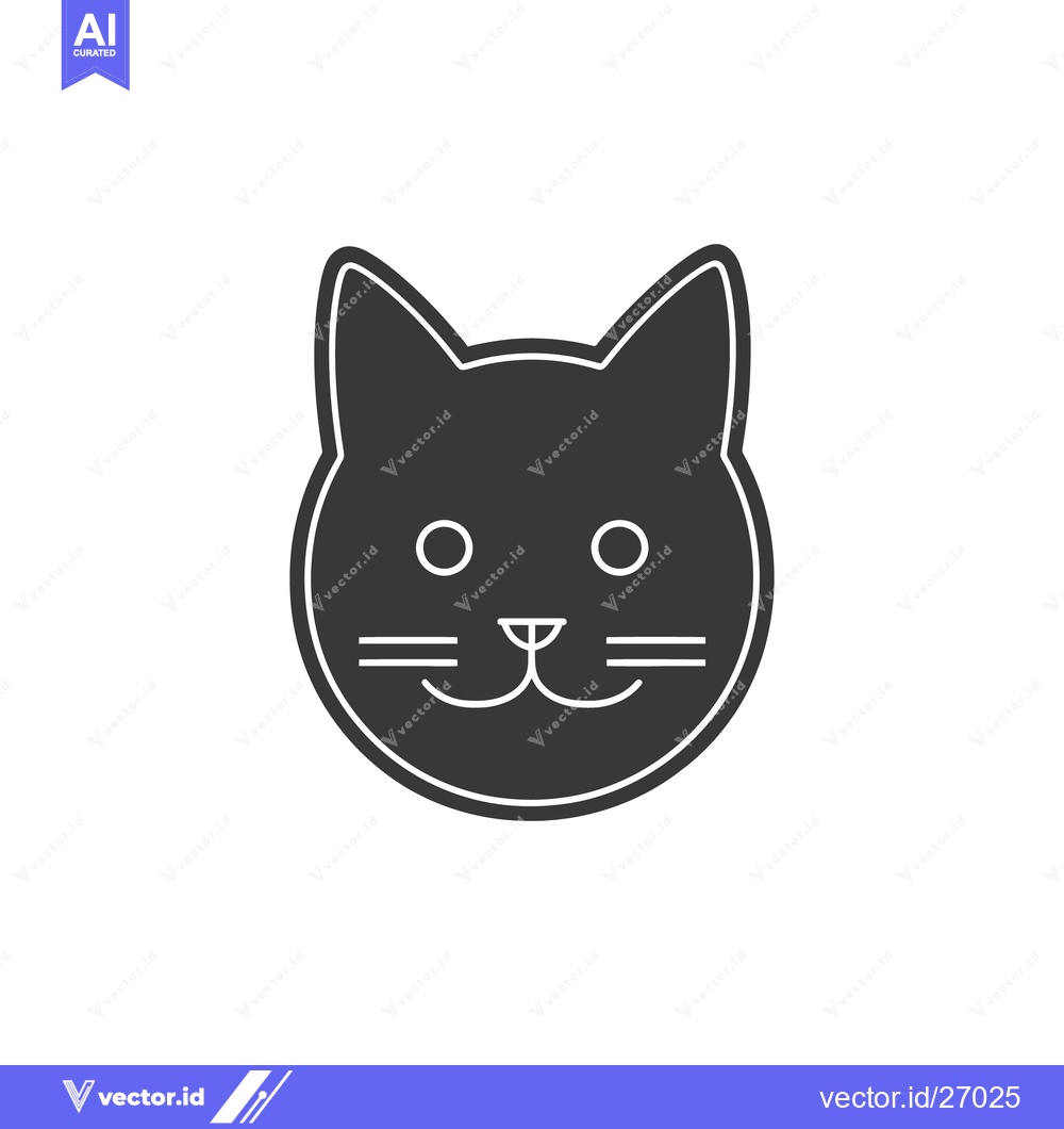 Premium Vector dari A simplified illustration of a cat face in black and white