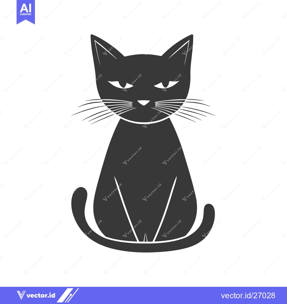 Premium Vector dari A simple black cat sitting with a grumpy expression