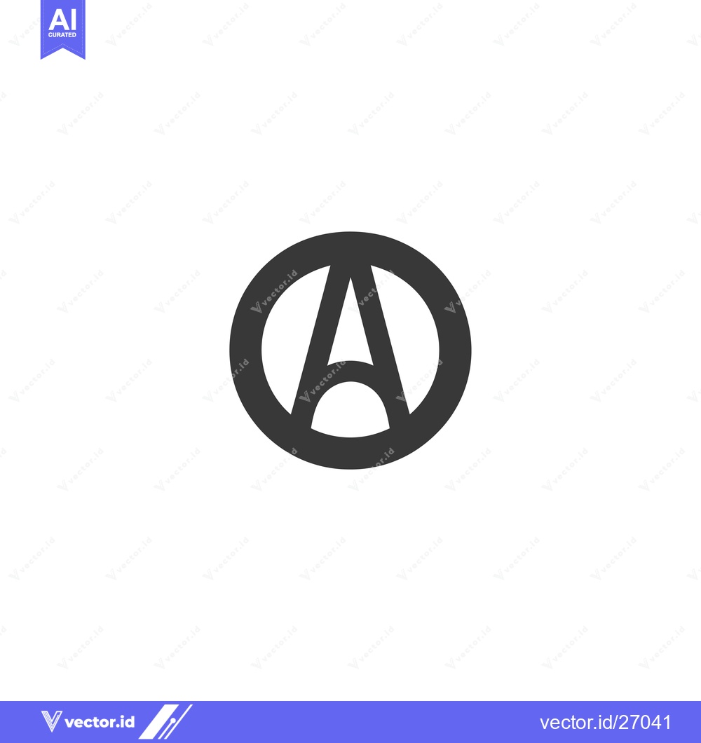 Premium Vector of Black Circle Enclosing Letter A with Curved Top