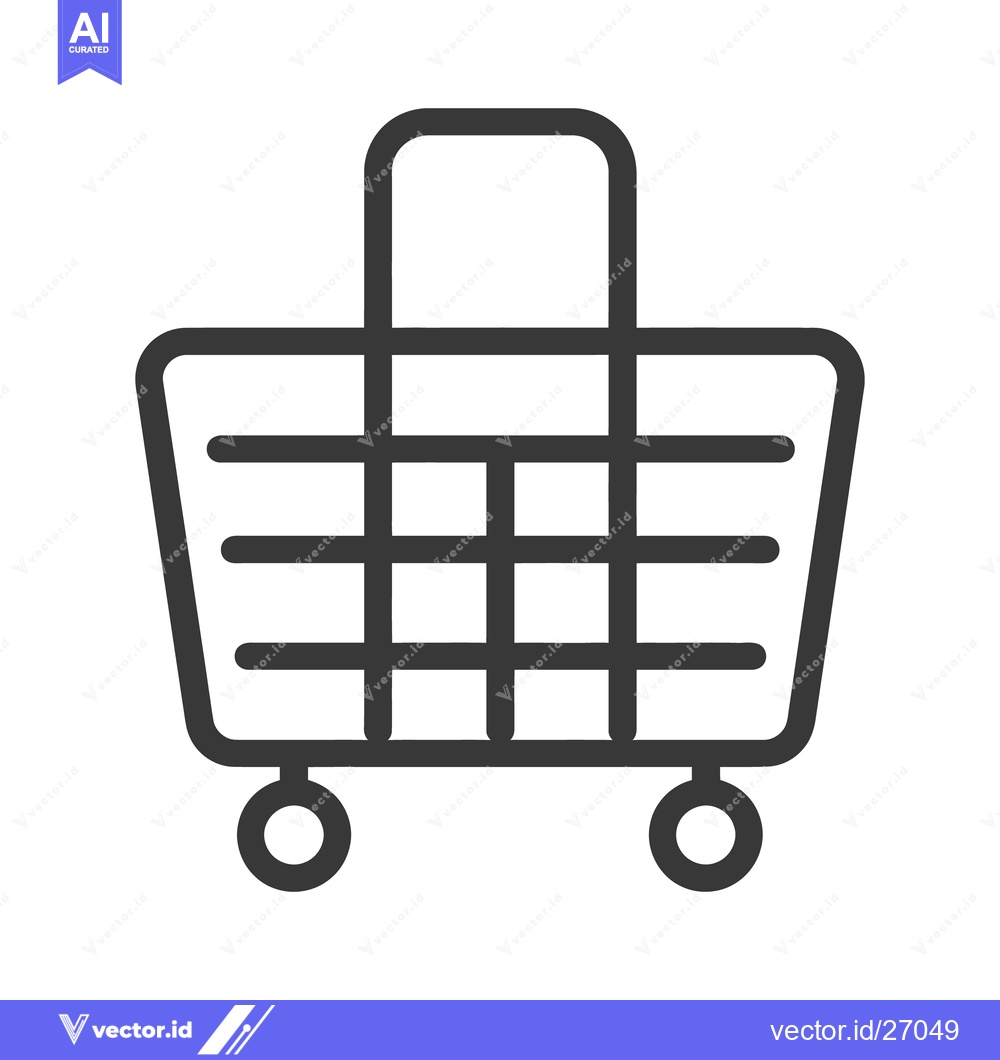 Premium Vector dari A simple black line drawing of a shopping cart on wheels