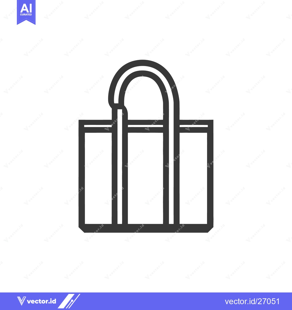 Premium Vector of Outlined image depicts a shopping bag with carrying handles