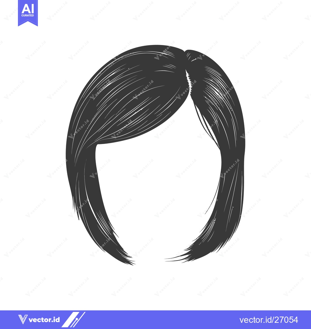Premium Vector of Illustration of dark hair styled in a classic smooth bob
