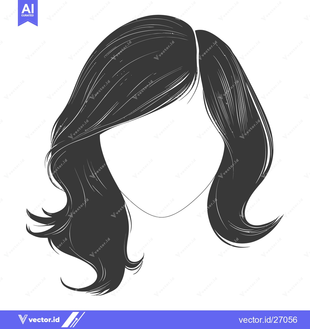 Premium Vector of Black Hair Depicting a Womans Hairstyle on a Plain Background