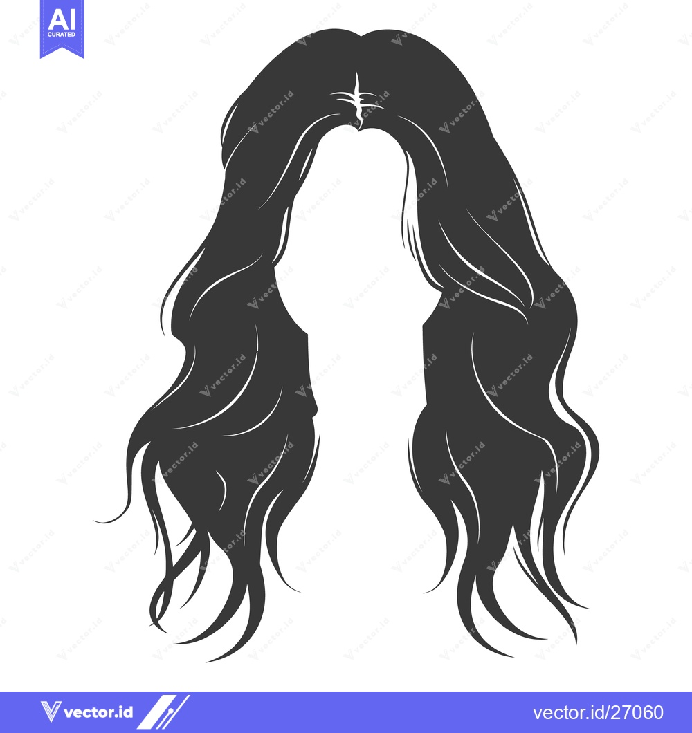 Premium Vector of A stylized graphic showing flowing dark hair on a white background