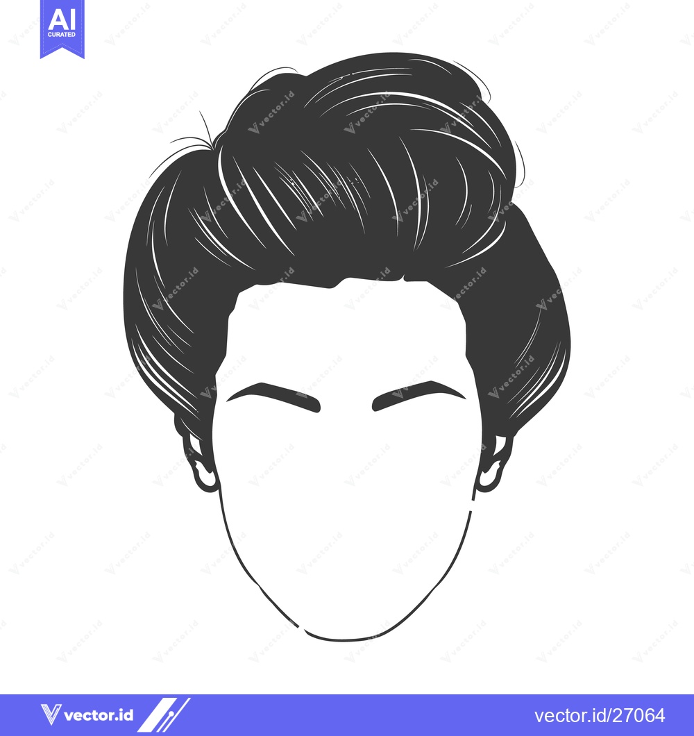 Premium Vector of A simplistic line drawing depicting a persons head and hairstyle