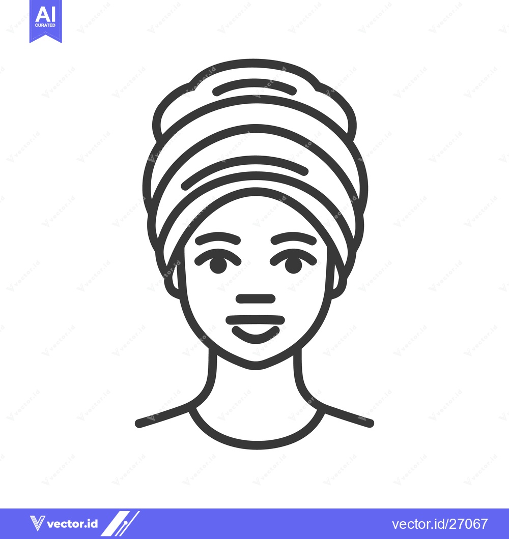 Premium Vector of A drawing of a woman with towel wrapped around her head