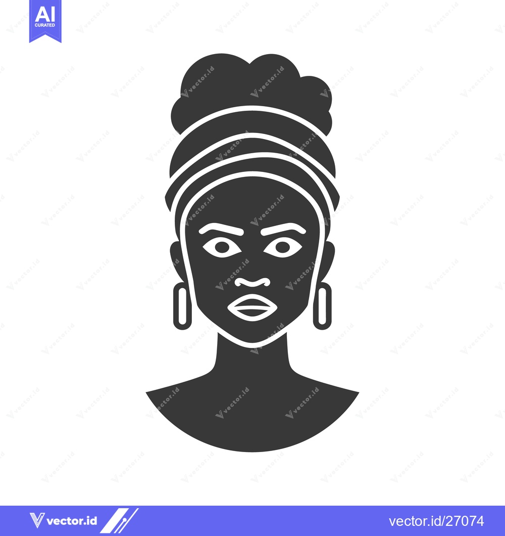 Premium Vector dari Portrait of a woman depicted with traditional headwear and earrings