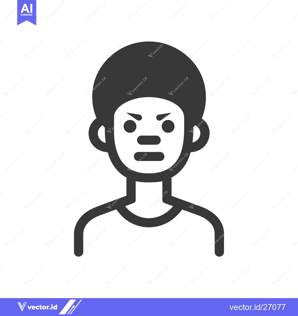 Premium Vector dari A stylized black and white image of a person frowning