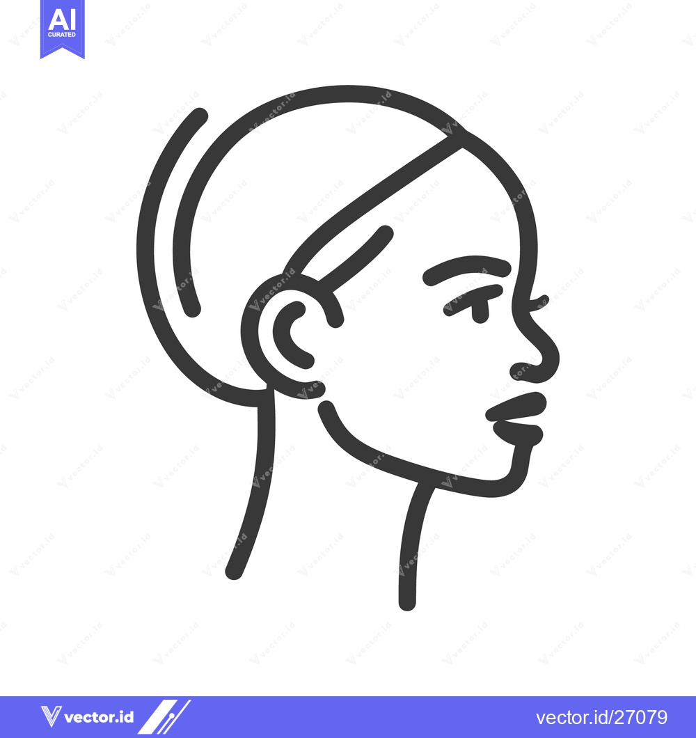 Premium Vector dari The outline depiction of a woman looking to the right side