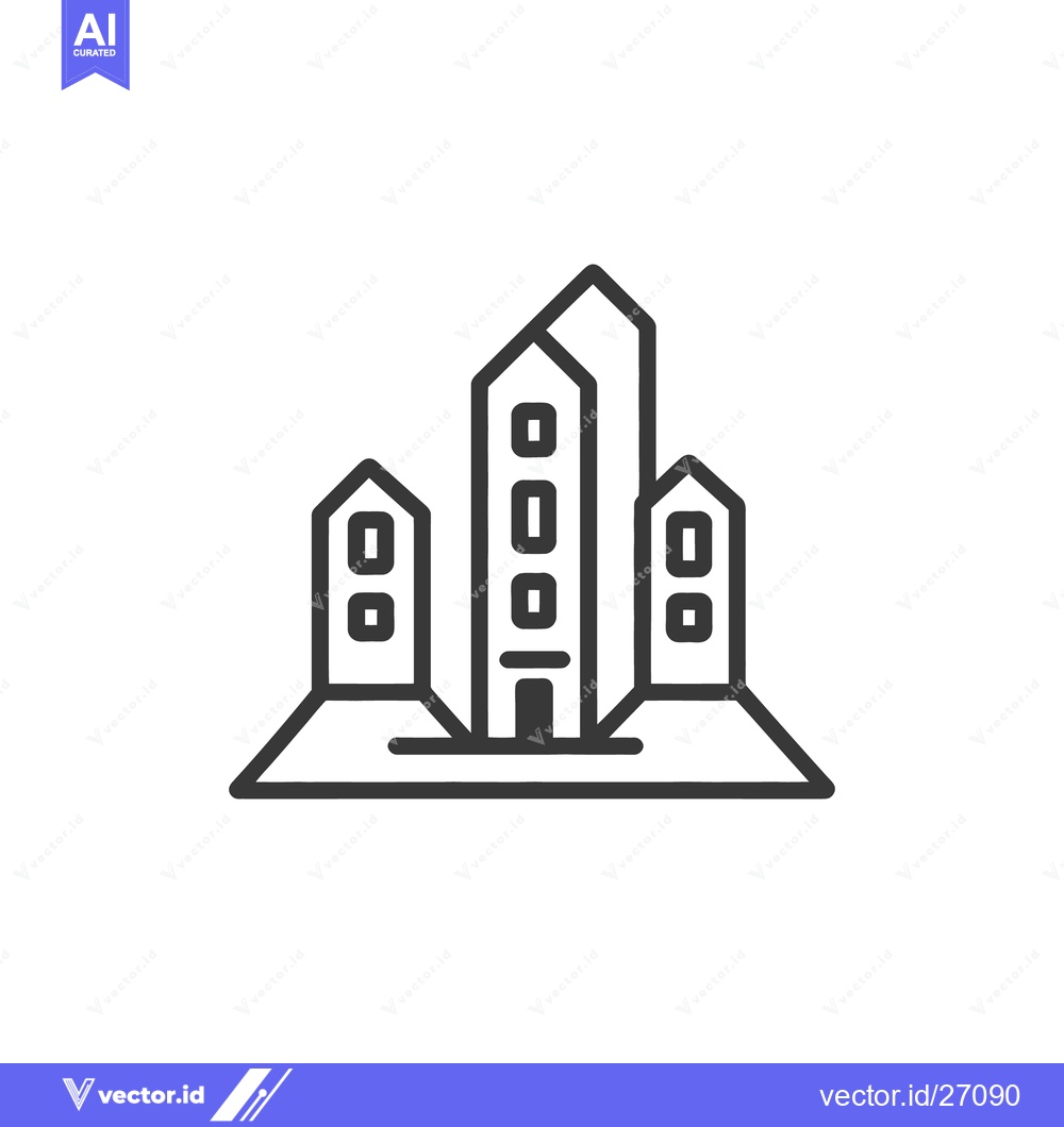 Premium Vector of Simple linear illustration depicts modern urban buildings in design