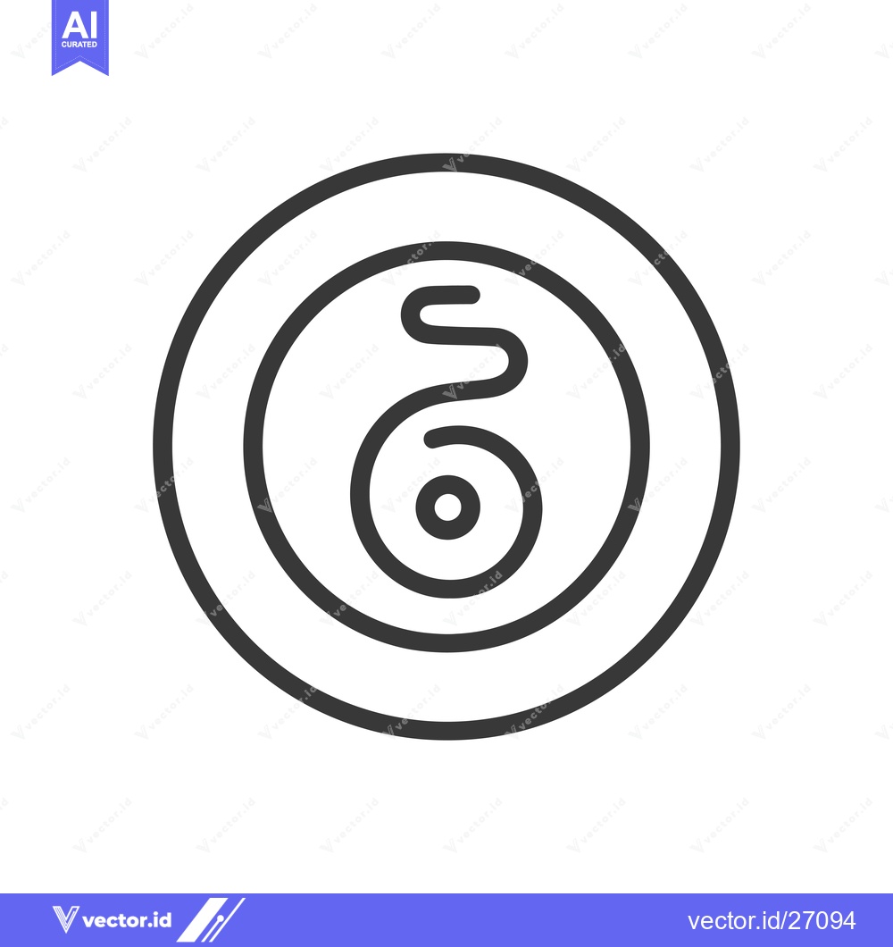 Premium Vector dari Black Line Art Icon of a Circle with Concentric Circles Inside and a S