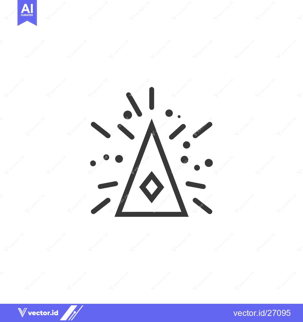 Premium Vector dari Black Line Art Triangle with Diamond Inside and Burst