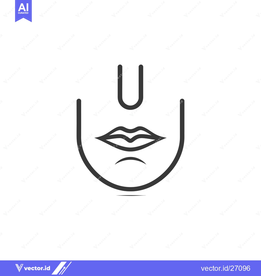 Premium Vector of Black Line Drawing of a Face with Lips and a Vertical Line