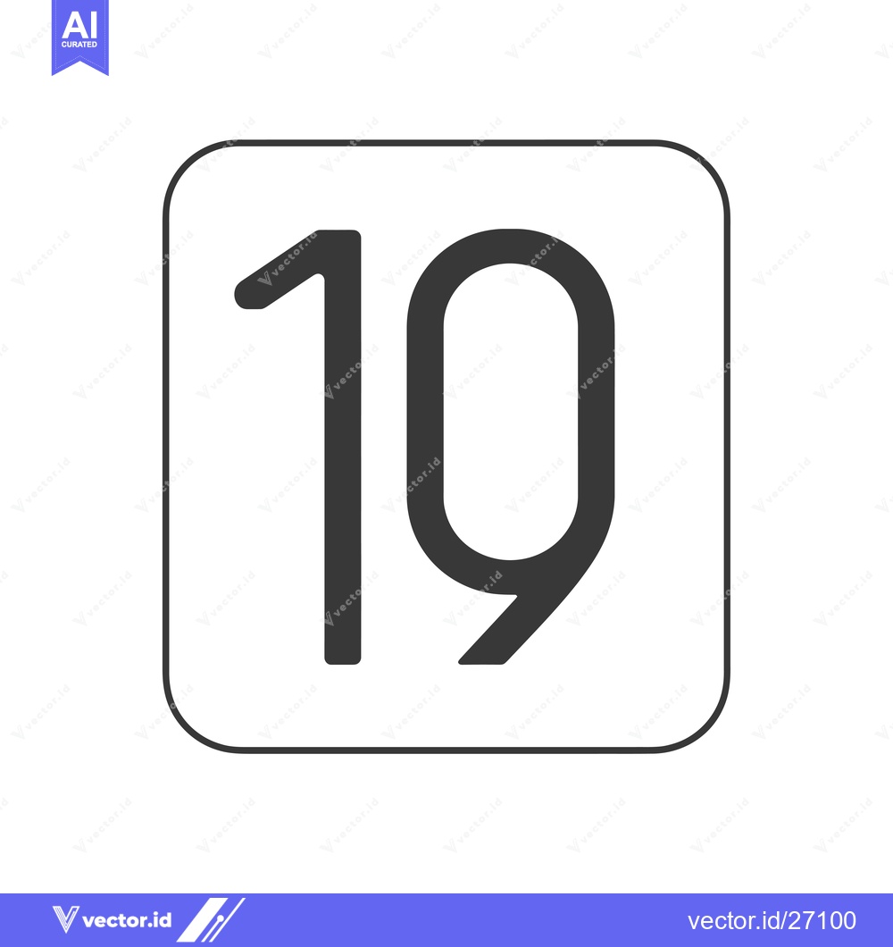 Premium Vector of Black Number Nineteen Inside a Rounded Square