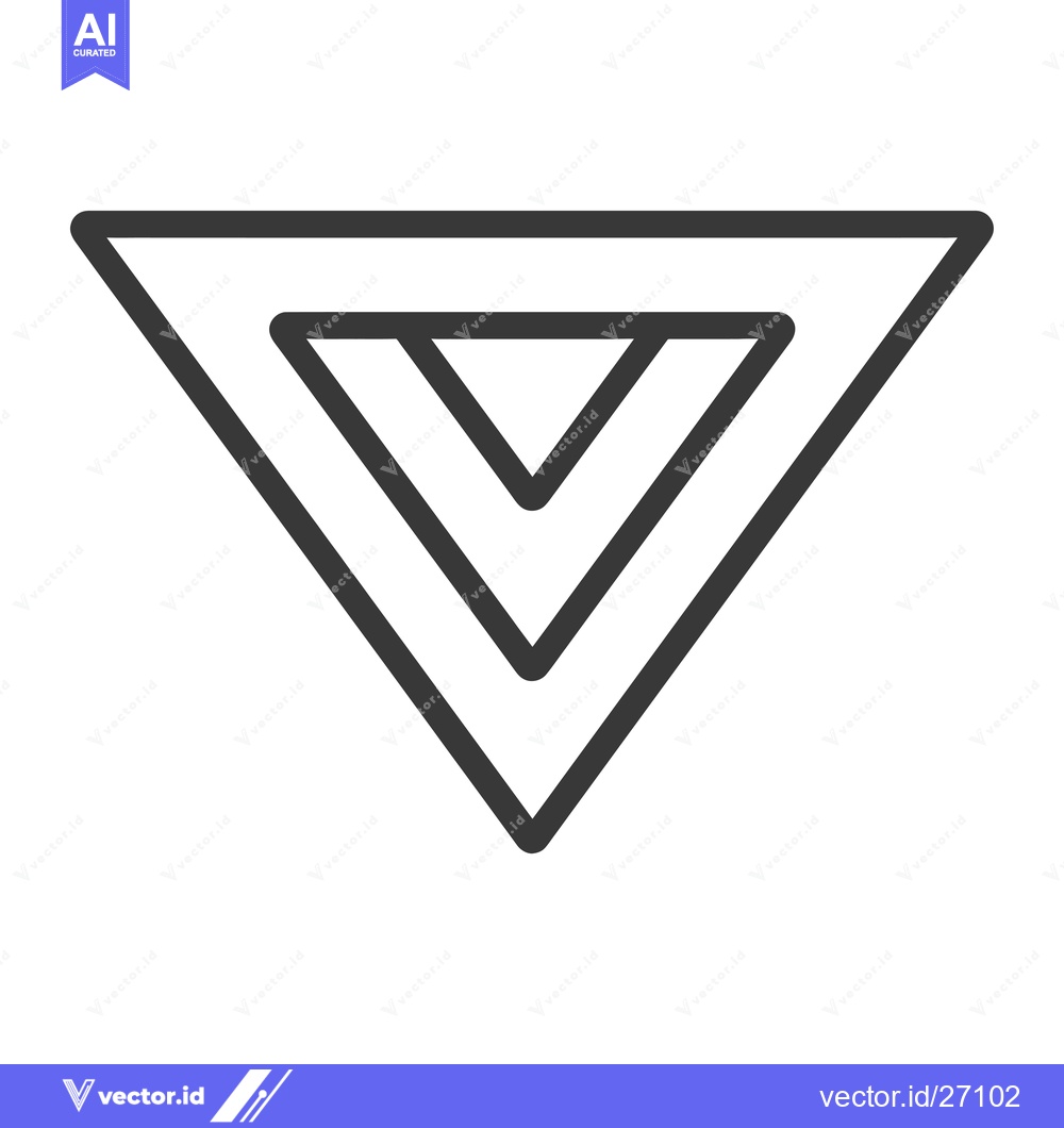 Premium Vector of Black Outline Triple Triangle Downward Arrow