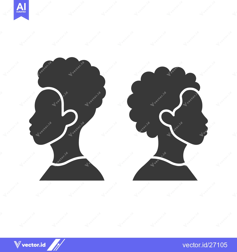 Premium Vector dari Two human profile silhouettes featuring textured natural curly hairsty
