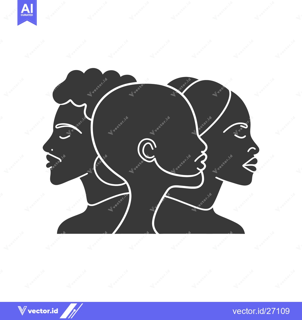 Premium Vector dari Three female silhouettes in a unified composition facing different dir