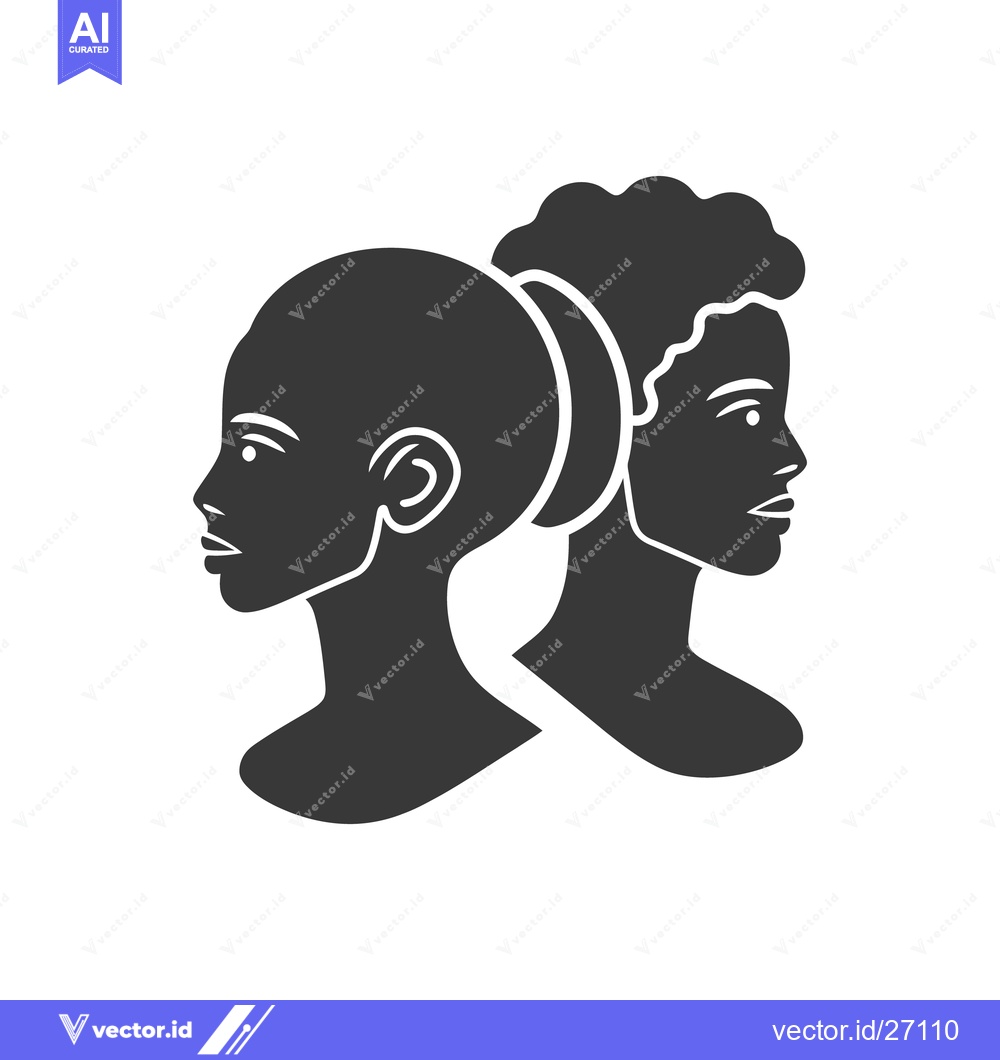 Premium Vector dari Two human silhouettes showing profiles facing opposite directions on a