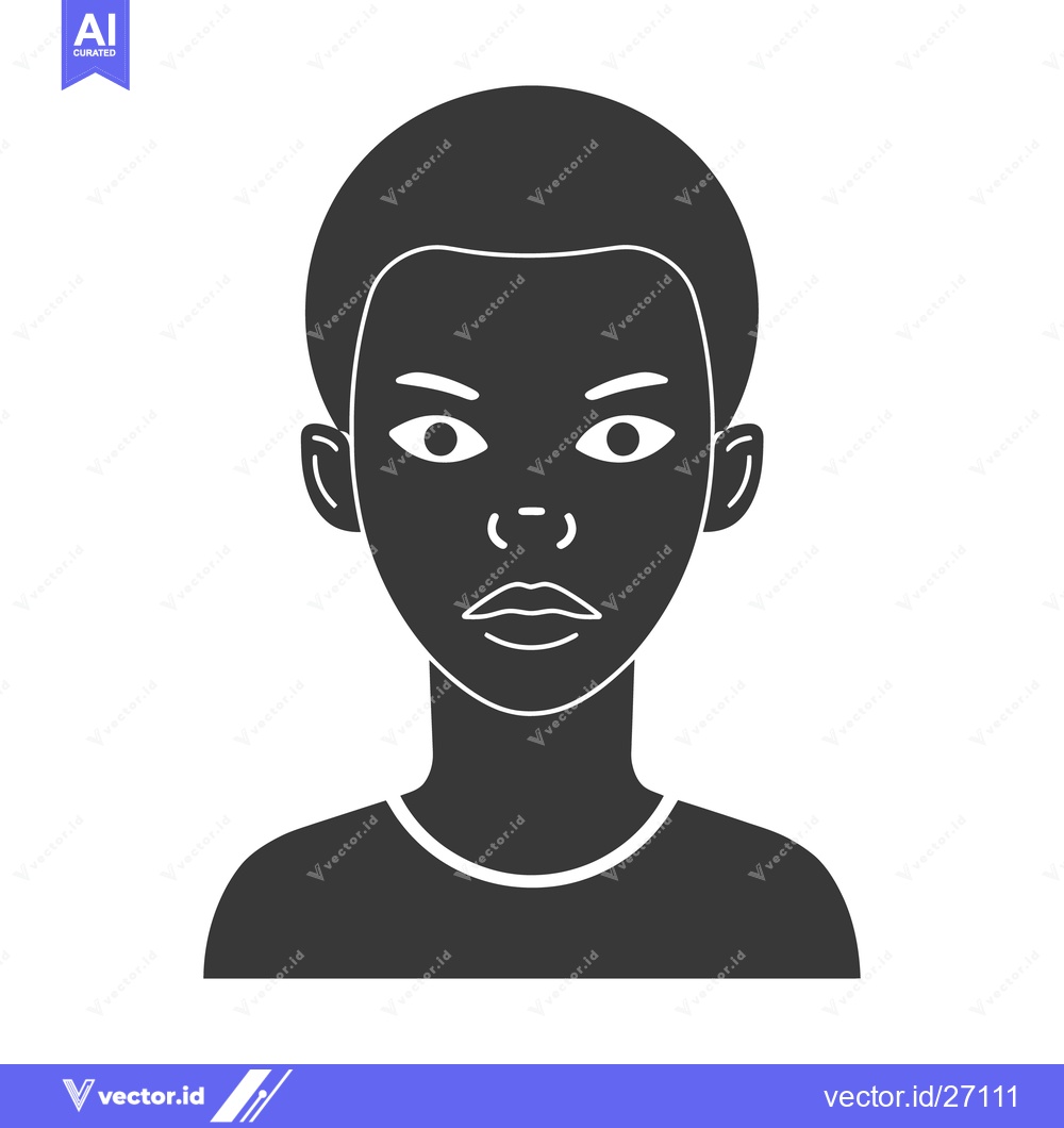 Premium Vector dari An illustrated portrait of a person with a neutral expression