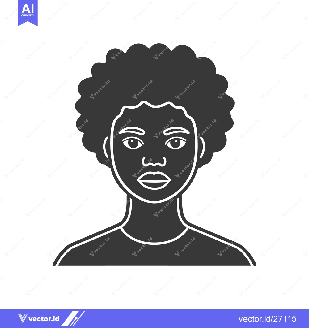 Premium Vector of Graphic representation of a young woman with curly dark hair