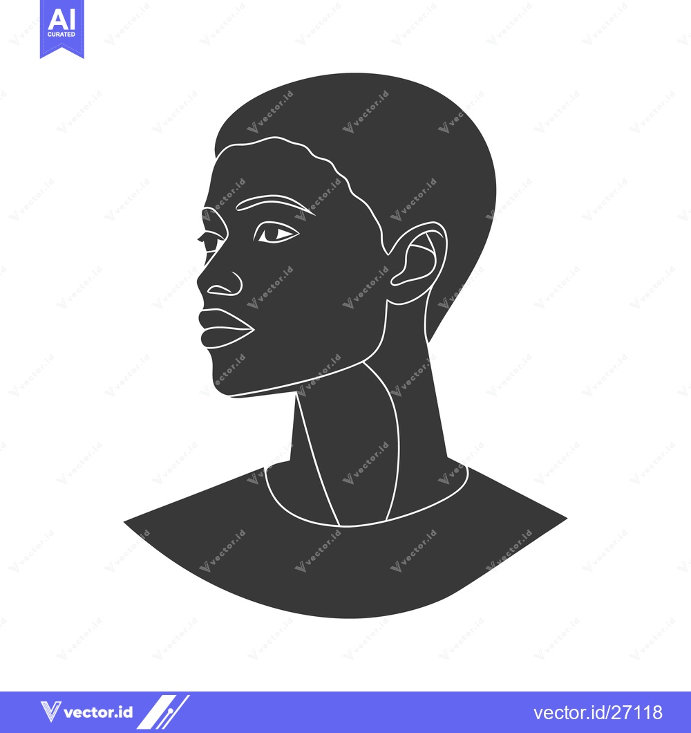 Premium Vector dari A silhouetted portrait of a woman looking towards the left