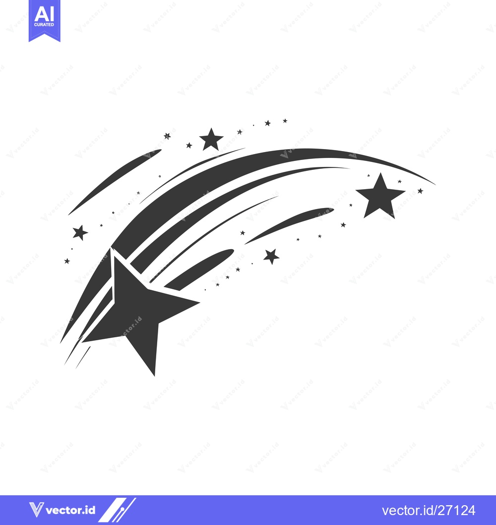 Premium Vector of Black Shooting Star with Trail and Scattered Stars