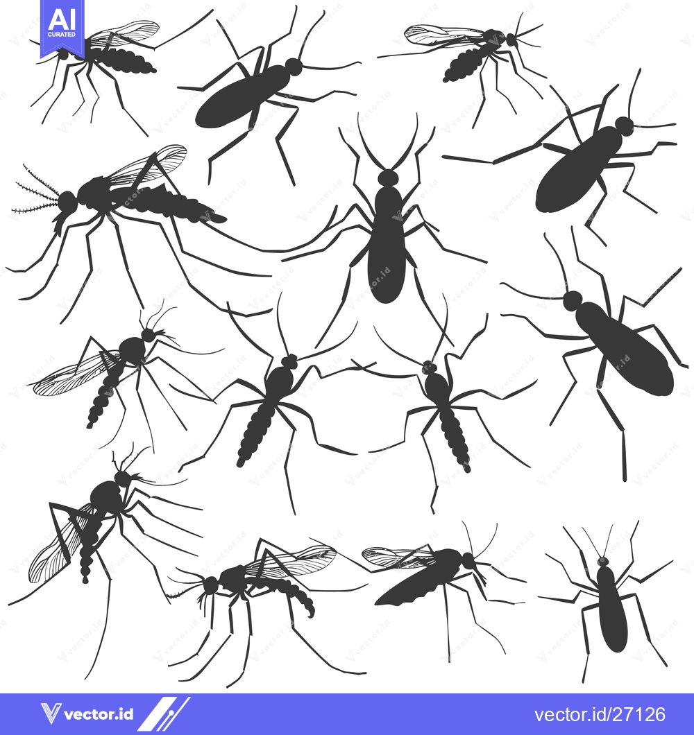 Premium Vector dari Black Silhouette Illustration of Mosquitoes in Various Poses