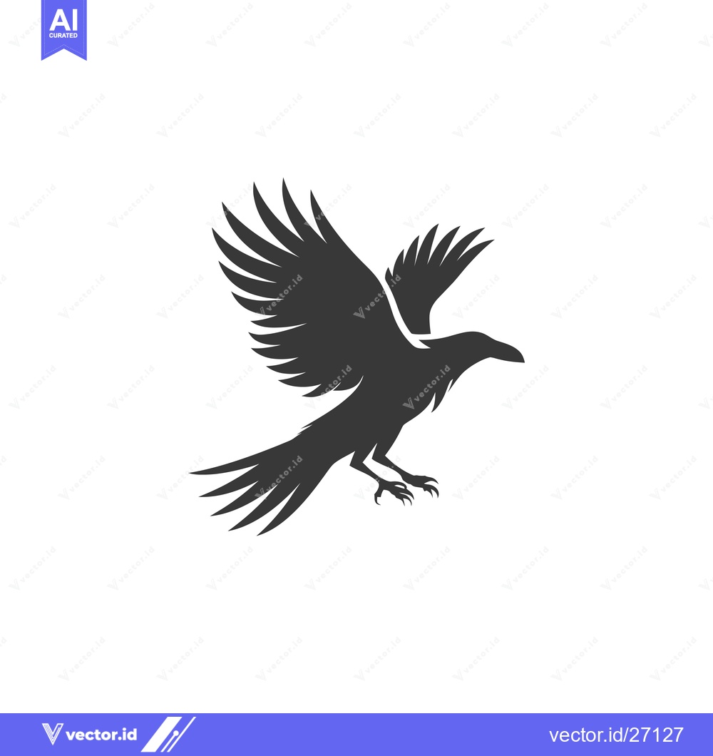 Premium Vector dari Black silhouette of a bird with wings spread out in flight