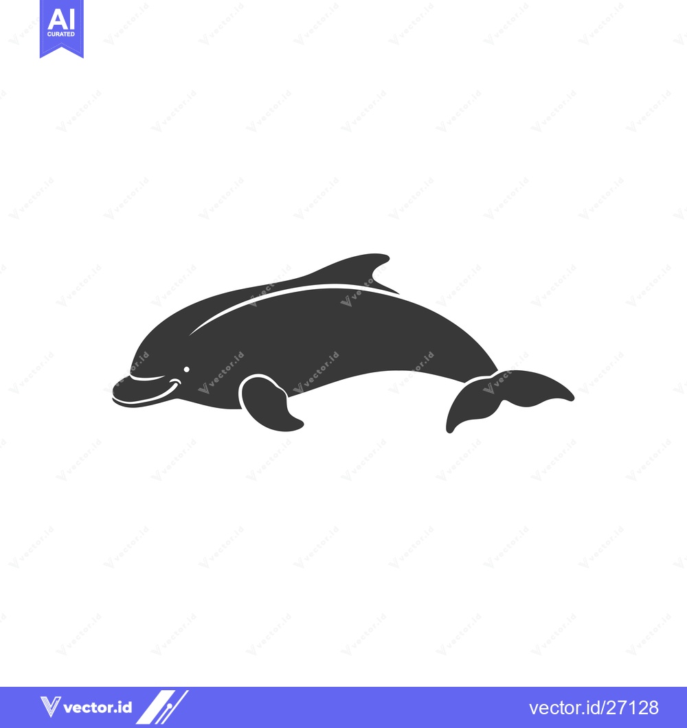 Premium Vector of Black Silhouette of a Dolphin Swimming