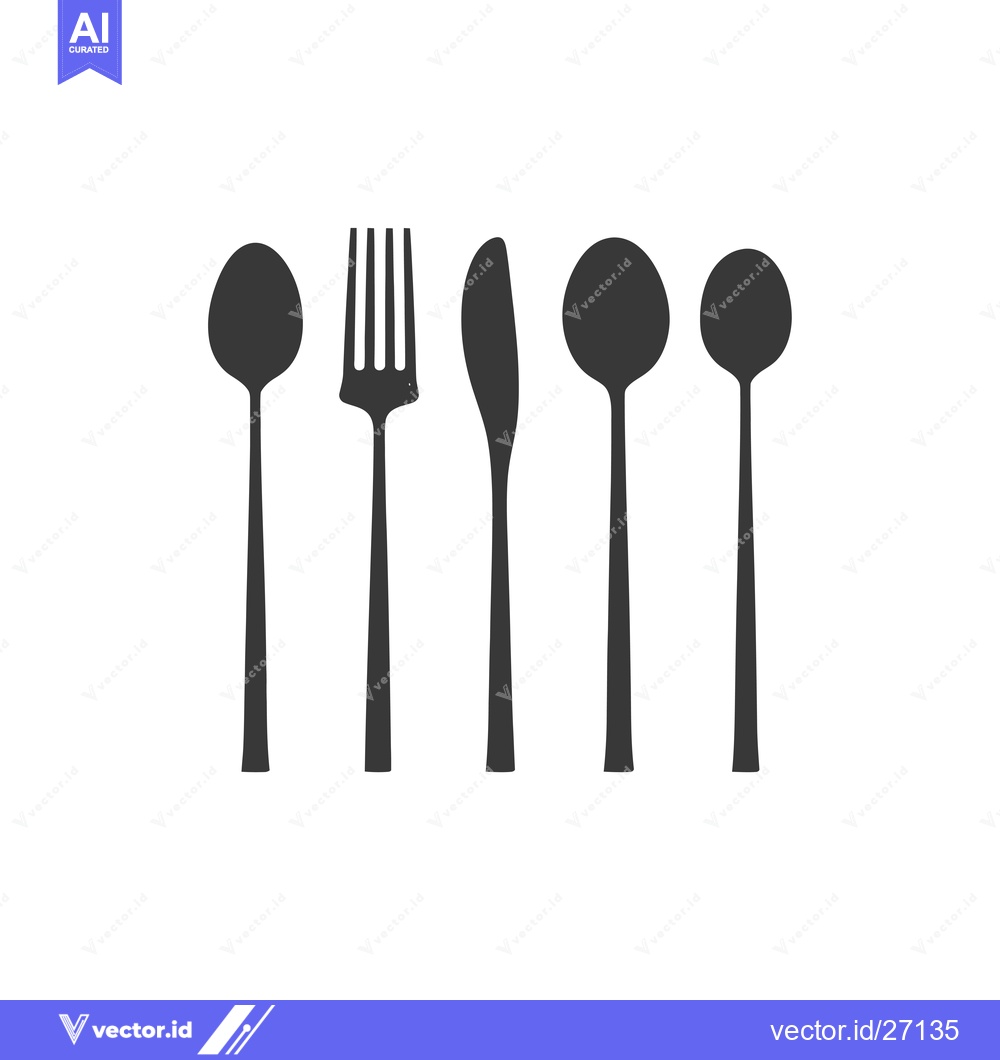 Premium Vector of Black Silhouettes of a Fork, Knife, and Spoons