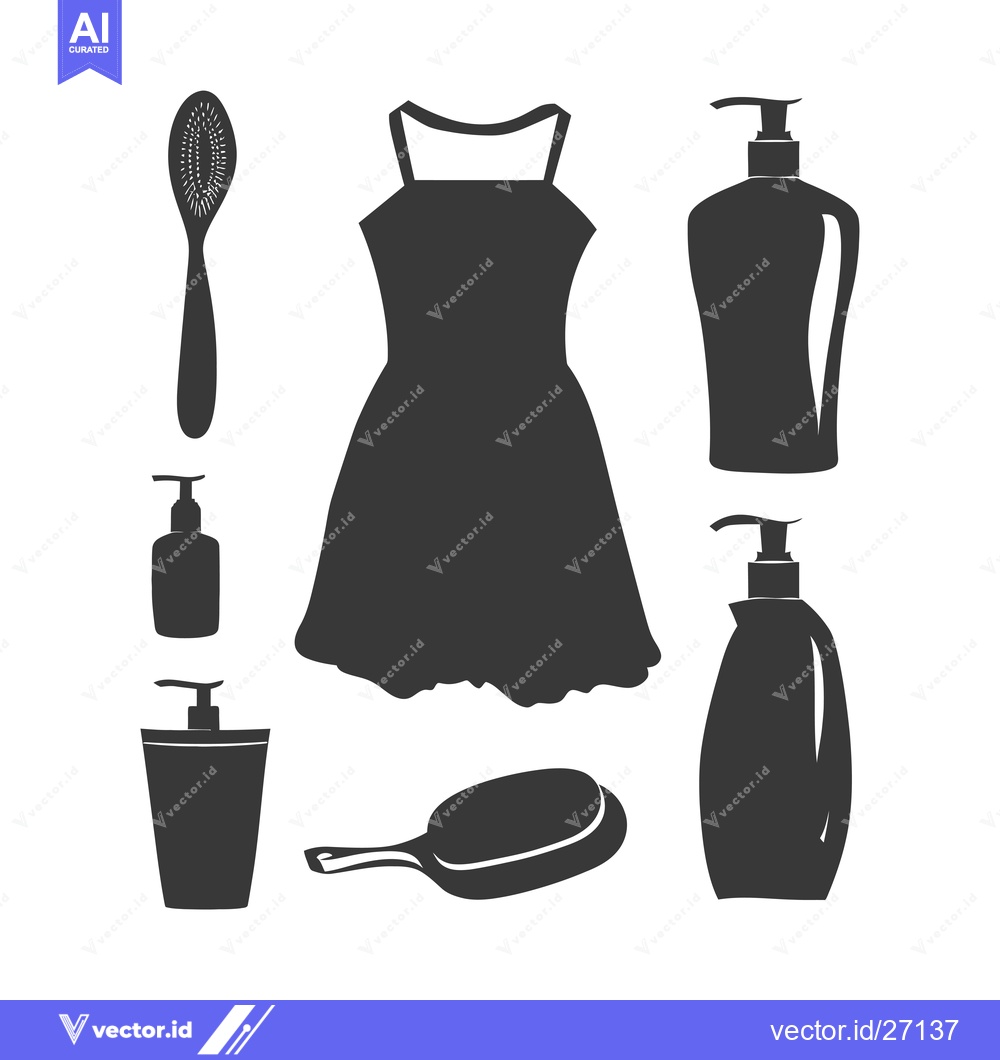 Premium Vector dari Black Silhouettes of Bathroom Essentials and Accessories