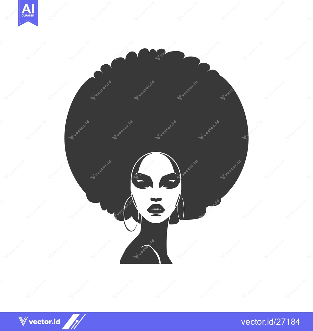 Premium Vector of Black woman with afro hairstyle and hoop earrings