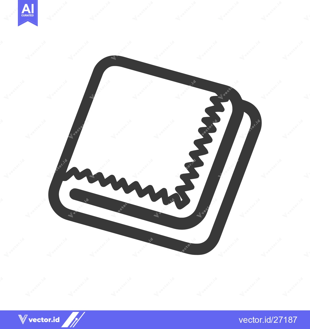 Premium Vector of Stylized Icon of Folded Cloth with Decorative Edges, Dark Gray Outline