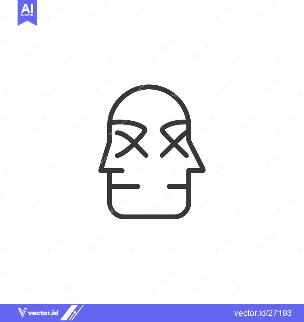 Premium Vector dari Blindfolded Face with Lines and Xs