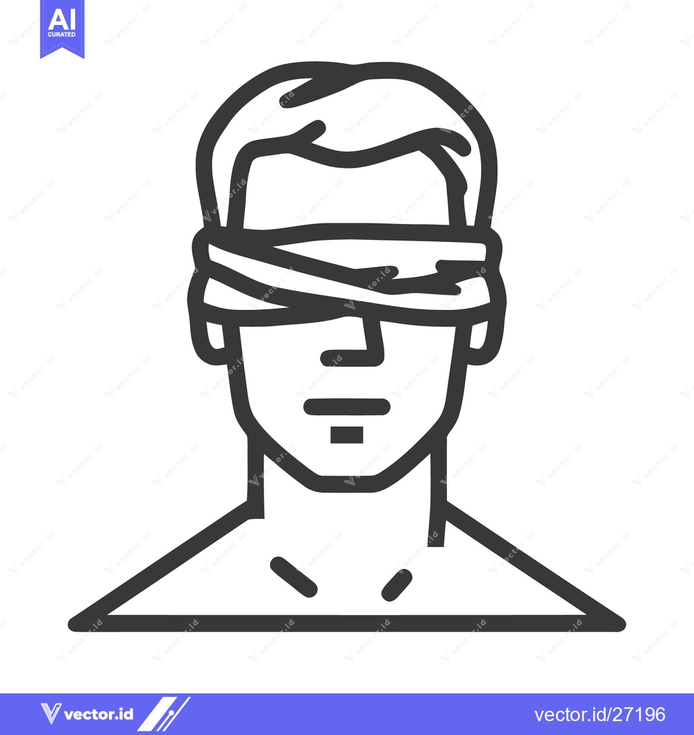 Premium Vector of Blindfolded Man Icon: Minimalist Symbol of Ignorance or Justice